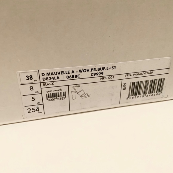 Geox Mauvelle Black Leather ankle strap block heel sandal platform dress shoes 8 - Picture 12 of 12